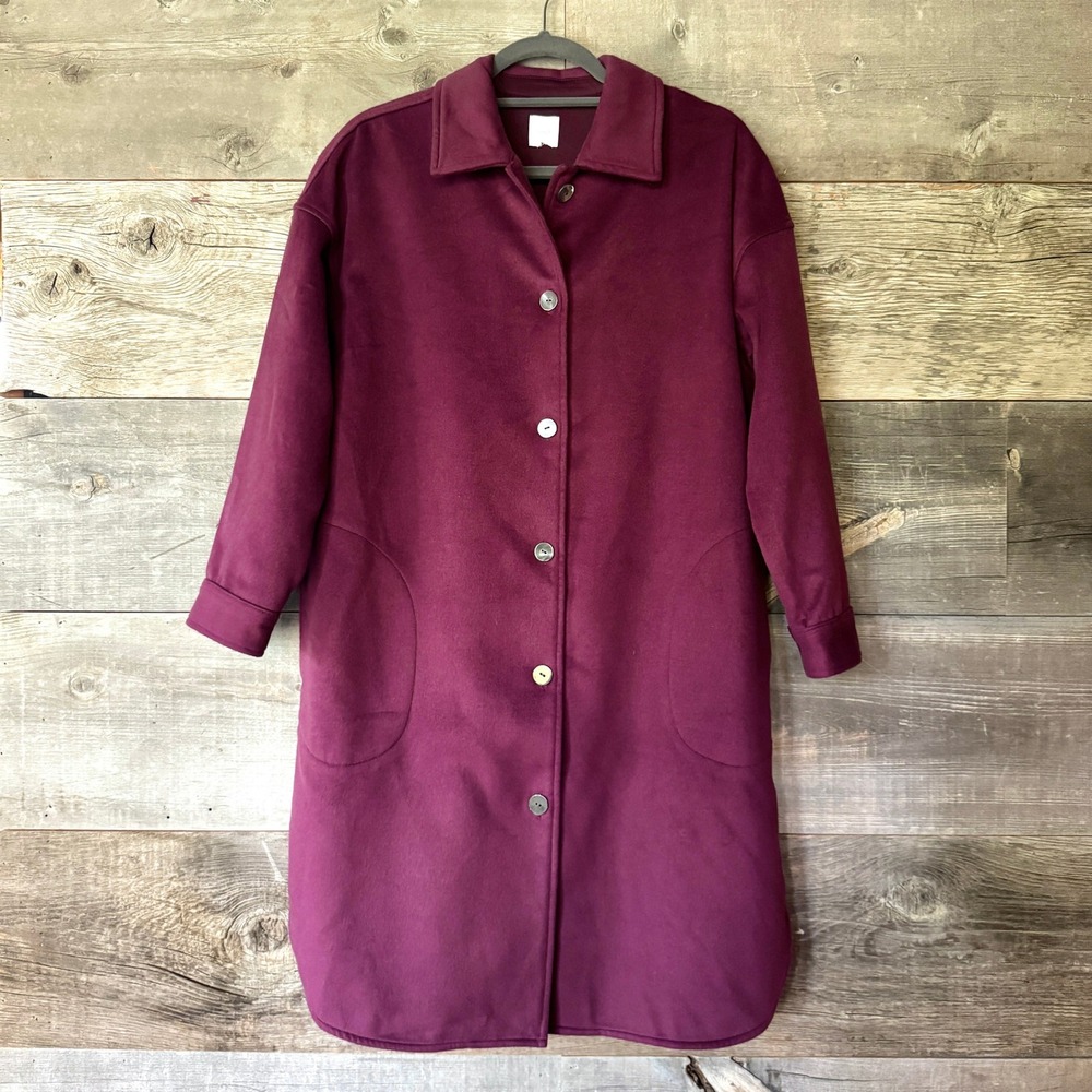J. Jill Pure Ultra Soft Coat Winter Duster Jacket MP Bayberry Plum Button Office